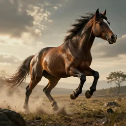 horse transforming into a baryonyx, cinematic lighting