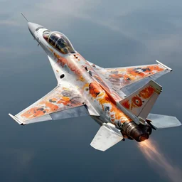 a figter jet painted with koi fish colors, in action, artstation, an epic fantasy, cinematic lighting, hyper realistic, photographic, sharp focus, by greg rutkowski and wolp, artgerm
