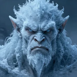 portrait of a frozen giant monster, detailed face, fantasy, highly detailed, cinematic lighting, digital art painting by greg rutkowski