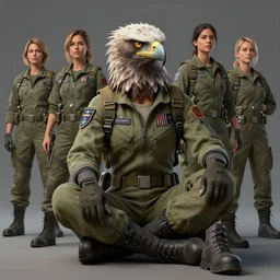 epic professional digital art of sitting female human - eagle hybrid wearing human air force jumpsuit, feathered head, eagle beak, sitting, sitting, by lisa roet, reyna rochin, ignacio fernandez rios, leesha hannigan, wayne haag, artstation, cgsocietywlop, epic, much wow, much detail, gorgeous, detailed, 4 k