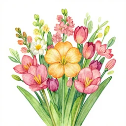 spring flowers, happy and beautiful, by jacdraws