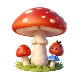 red capped mushroom with alice in wonderland