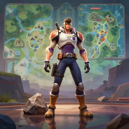 the rock in apex legens, the apex legens olympus map in the background, graphic novel, visual novel, cinematic, 3 - dimensional, 3 d, global illumination, ray tracing reflections