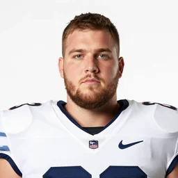 headshot of a football player on a white backdrop, offensive lineman cole briarson, a stock photo by mac conner, associated press photo