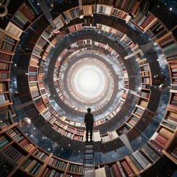 staring up infite climbing celestial library spiraling towards light, books, spirals, escher, dark souls, bloodborne fantastical, cinematic view, epic sky, detailed, concept art, low angle, high detail, warm lighting, volumetric, godrays, vivid, beautiful, trending on artstation, by jordan grimmer, huge scene, grass, art greg rutkowski