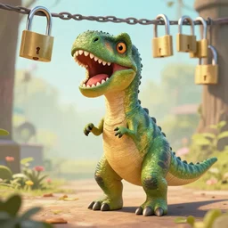 a dinosaur that sings lullabies to padlocks.