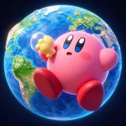a 3 d render of kirby sucking up the whole world, high quality render, redshift render, cinema 4 d render, 8 k still shot, kirby nintendo,