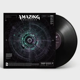 amazing electronica darksynth vynil album cover graphic design,