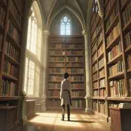 a medieval library, beautiful, detailed, brightly lighted, concept art illustration, color page, tone mapping, akihiko yoshida, james jean, andrei riabovitchev, marc simonetti, digital illustration, greg rutowski, volumetric lighting, sunbeams, particles