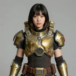 A Filipino girl wearing Fallout 3 power armor, portrait, by Diane Arbus
