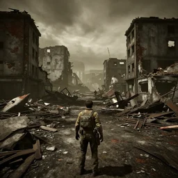 Osaka in ruins post-nuclear war in Fallout 4, in game screenshot