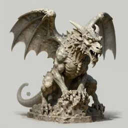 a detailed full body portrait gargoyle in stone, by greg rutkowski and justin gerard, digital art, monstrous, art nouveau, baroque style, realistic painting, very detailed, fantasy, dnd, character design, trending on artstation