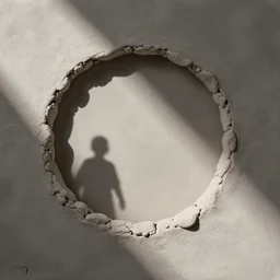 plasticine sculpture. shadows. shadows. john craxton. stop motion. clay. hole in wall. minimal.