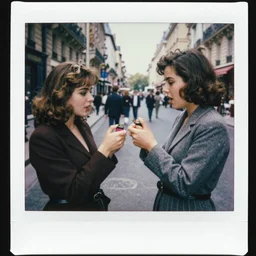 riot of lovers fighting for lighters in 1968 street of Paris, realistic, polaroid