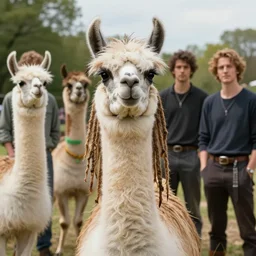 llama with dreadlocks, by mandy jurgens, ernst haeckel, patrick caulfield, james jean