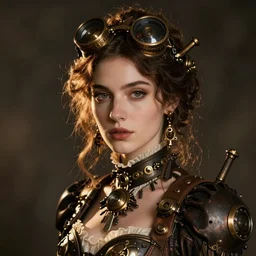 a self portrait by a woman, steampunk