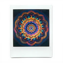 analoge vintage polaroid of Trippy lsd art, colorful fractals, film grain, color bleed