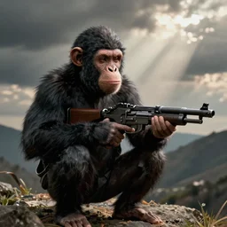 Saul Goodman as a chimp with a machinegun