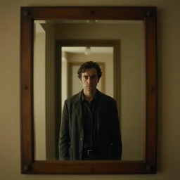a mirror of a mirror of a mirror of a man in a corridor, by emmanuel lubezki
