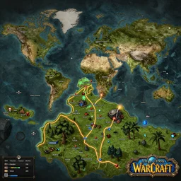 Detailed map in the style of the world of warcraft map, 8k,by Tristan Eaton, Stanley Artgermm, Tom Bagshaw, Greg Rutkowski, Carne Griffiths, trending on DeviantArt, face enhance, hyper detailed ,full of color, dramatic lightning, epic stance
