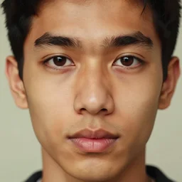 close - up pov shot, studio photography portrait of a beautiful indian and southeast asian man in his teens, light brown eyes, diamond - shaped face, centered, in the style of saul leiter and lee jeffries, kodachromatic, warm lighting, 2 4 mm, 8 k