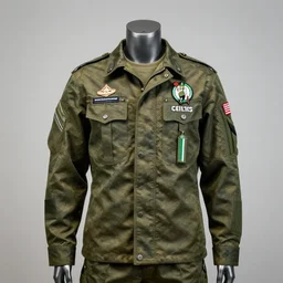 mannequin wearing boston celtics miltary uniform
