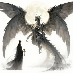 detailed concept art of a huge angel - winged lunar moth dragon by cheng yi and luolin, artstation, artstationhd