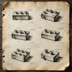 detailed blueprint sketches of flip flops, labelled, high detail, realistic, professional, notes, diagram, by leonardo davinci, on yellow paper, worn, pencil, sketch