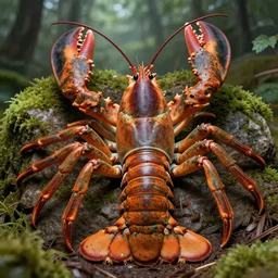 exaggeratedly detailed, realistic, nature, giant canadian lobster