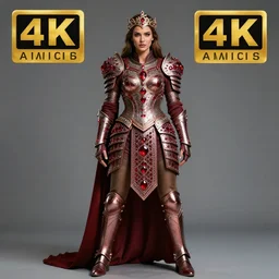 full body portrait photo of a beautiful strong warrior queen wearing ruby encrusted armour, highly detailed, 4 k, hdr, smooth, sharp focus, high resolution, award - winning photo
