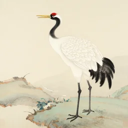 traditional chinese painting of a crane