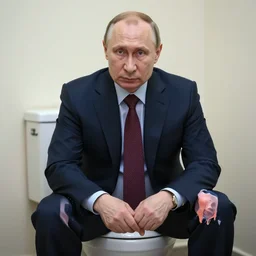 vladimir putin portrait sitting on a toilet, realistic face, 8 k resolution, highly detailed