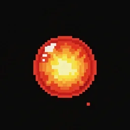 pixel art of a fireball mid flight, black background, pixel art jrpg game asset