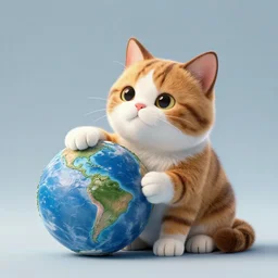 a cute calico cat dreaming about taking over the world, octane render