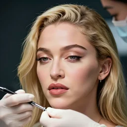 madonna performs cosmetic surgery on her own face. detailed