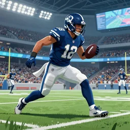 A sleek sci-fi illustration of an NFL game