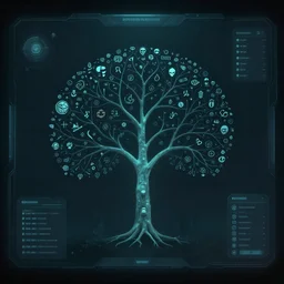 alien glyph ontological tree, well designed futuristic software user interface for movie, great composition and information design, concept art, cinematic, trending on artstation, 4 k