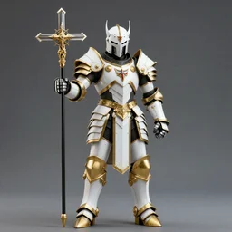 doom slayer as crusader in white and decorated with gold armor
