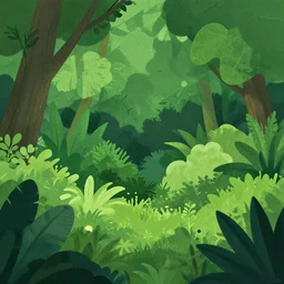 ( ( dot shaded ) ), editorial illustration habitat 6 7 lush overgrowth, foliage, ivy, flowers, trees, modern art deco, colorful, ( ( mads berg ) ), christopher balaskas, victo ngai, rich grainy texture, finely detailed, dynamic composition, wide angle, intricate, ( ( risograph ) ), luts, fog