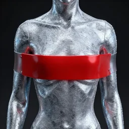 a metallic crystal wearing red band, 4K HD, Y2K