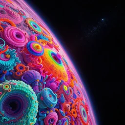 edge of interstellar space, synthwave, bright neon colors, highly detailed, cinematic, tim white, philippe druillet, roger dean, ernst haeckel, lisa frank, vladimir kush, kubrick, kimura, isono