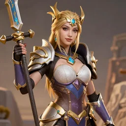 overwatch style portrait of a war goddess