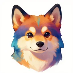 headshot portrait of an anthropomorphic furry style colorful dog fursona, drawn by Falvie, fleurfurr, trending on furaffinity