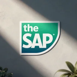 sticker of the sap logo on a wall