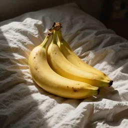 banana sleeping in a bed