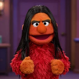 angry, kim kardashian as a muppet in sesame street, 8k resolution, full HD, cinematic lighting, award winning, anatomically correct