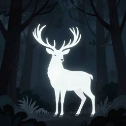 dark trees with a majestic deer glowing in the dark, spirit animal, stag in a dark forest, beatiful antlers, hart, venison, by stanley artgerm lau, wlop, rossdraws, james jean, andrei riabovitchev, marc simonetti, and sakimichan, trending on artstation