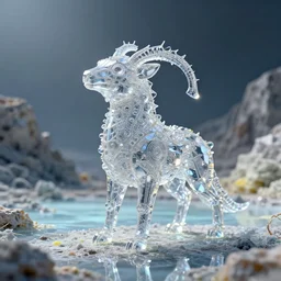 cyber crystal animal in a sulphur lake dallol : by michal karcz, guillermo del toro :, dynamic, particulate, intricate, elegant, highly detailed, centered, artstation, smooth, sharp focus, octane render