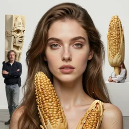 portrait of beautiful woman with corms carve, by Petros Afshar and Beeple, James Gilleard, Mark Ryden, Wolfgang Lettl highly detailed