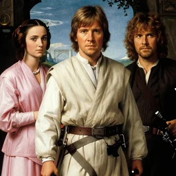 luke skywalker, princess leia and han solo in return of the jedi, by sandro botticelli